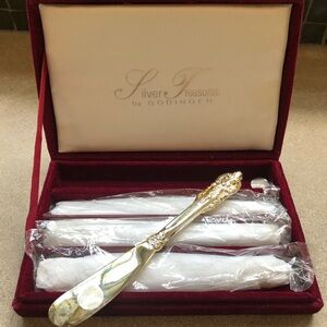 Godinger Silverplate Baroque Spreaders Set of 4 Velvet Gift Box New Vint…